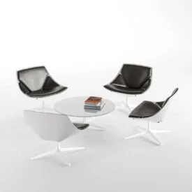 3D Furniture Silo Rendering - Round Dining Table Set with Black Swivel Chairs