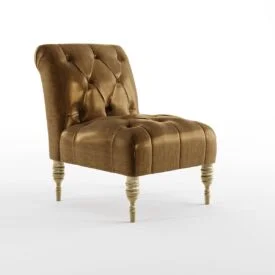 3D Furniture Silo Rendering - Gold Tufted Velvet Accent Chair