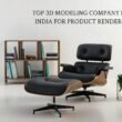 Photorealistic 3D product rendering of a modern wooden chair by a top 3D modeling company in India