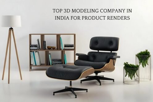 Photorealistic 3D product rendering of a modern wooden chair by a top 3D modeling company in India