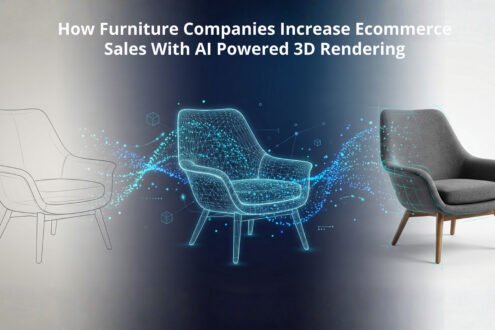 AI powered 3D rendering comparison with traditional furniture photography for ecommerce websites