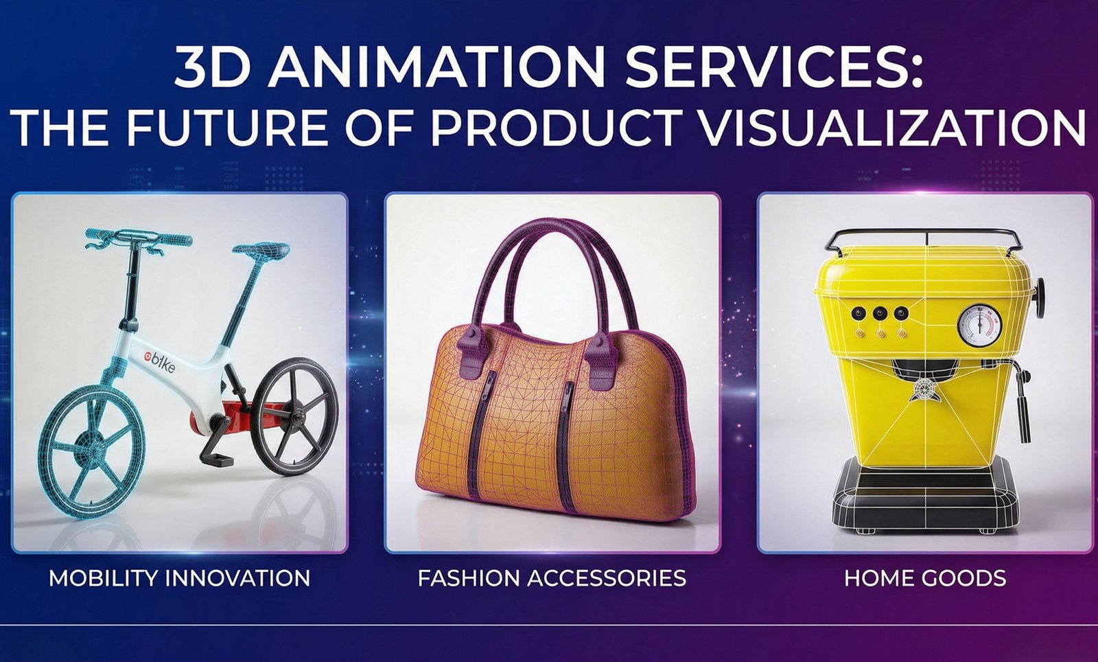 Wireframe transforming into a photorealistic armchair using 3D animation services and 3D product rendering.